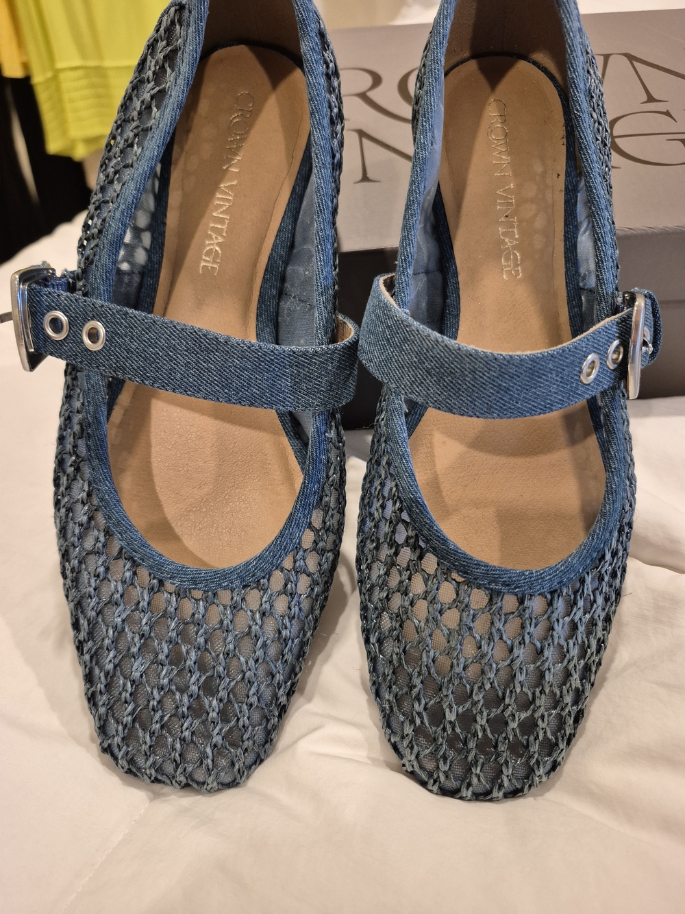 Crown Vintage Blue Denim Mary Jane Flats